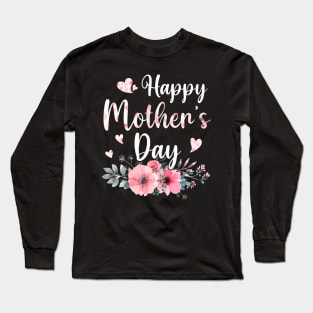 Mother's Day With Floral Mom Mommy Grandma Womens Long Sleeve T-Shirt